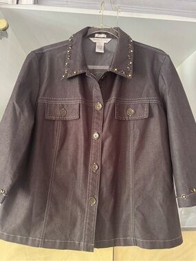 Draper's & Damon's button-front shirt jacket metallic stud on collar & cuffs PL